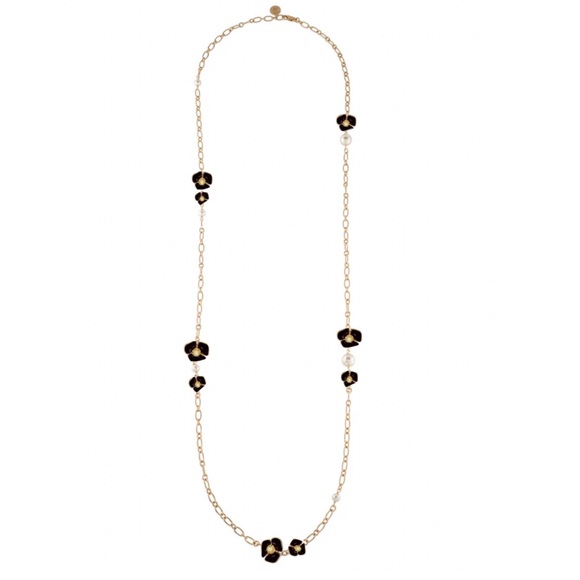 TORY BJRCH • Black Fleur Rosary Station Necklace - Picture 3 of 5